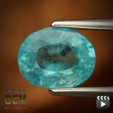 Apatit, Oval, Neon Blau, I1, 0.79 Carat, 6.3x5.0x3.5 mm, unbehandelt, aus Brasilien
